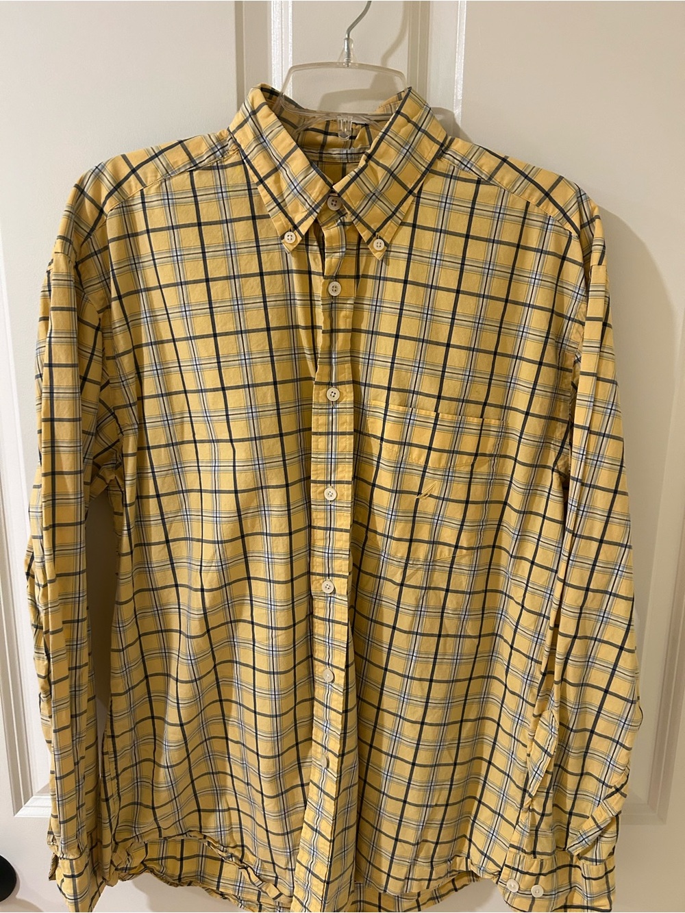 Nautica Yellow Plaid Cotton Button-Down Shirt